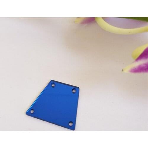 MEYA New Arrive Sew On Trapezoid Mirror Piece with 4 Holes, sew on acrylic mirror,DIY Mirrored Rhinestones