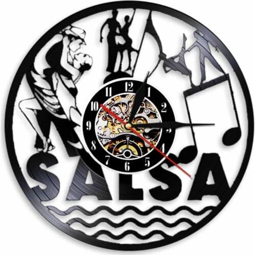 Salsa Dance Latin Dance Wall Art Dancing Couple Vinyl Record Wall Clock Latin Ballroom Dance Studio Decorative Clock Dancer Gift