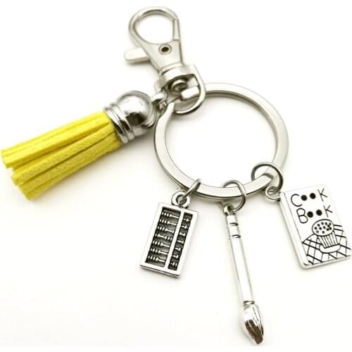 New Fashion Jewelry Lobster Buckle Pen Book Keychain, Abacus Keychain Tassel Men and Women Car Pendant Handmade