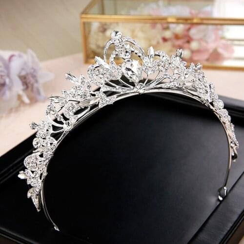 Newest Crown Wedding Hair Accessories Bridal Crown and Rhinestone Bride Tiaras Silver Color Wedding Crystal Tiara Headpiece