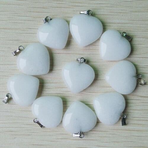 Wholesale 12pcs/lot 2018 fashion good quality heart charms natural stone pendants for jewelry making 20mm free shipping