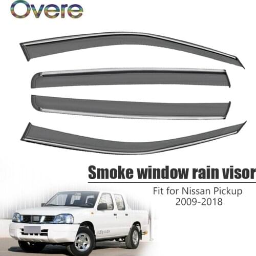 Overe 4Pcs/1Set Smoke Window Rain Visor For Nissan Pickup 2009-2018 Car-styling ABS Awnings Shelters Guard Accessories