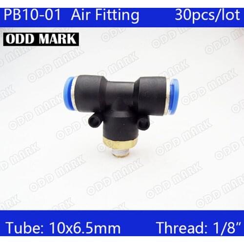 PB10-01 Free shipping HIGH QUALITY 30Pcs Pneumatic 1/8" Male Thread 10mm Push In Quick Fittings T Connectors