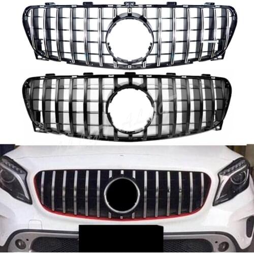 Front Racing Billet Bumper Grille Upper Facelift Grills For Mercedes Benz GLA- Class X156 2014 2015 2016 GTR