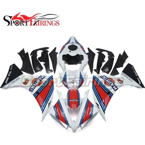 Plastic Fairings For Yamaha YZF 1000 R1 12 13 14 2012 2013 2014 Injection ABS Motorcycle Fairing Kits MARTINI 58 White Red New