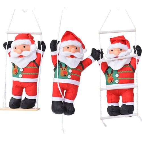 90CM Climbing Rope Ladder Santa Claus Christmas Decorations Outdoor Santa Claus Doll Pendant New Year Decorations Drop Ornaments