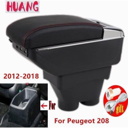 For Peugeot 208 Armrest Box 2012-2018 Storage box Car Holder Ashtray Interior accessories Retrofit parts USB 2017 2016 2015