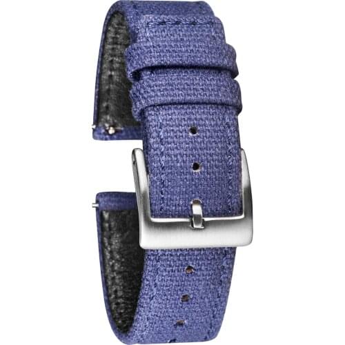 Hemsut Canvas Watch Bands Quick Release Blue Stitches Two Pieces Fabric Watch Straps Heavy Duty Buckle 18mm 20mm 22mm