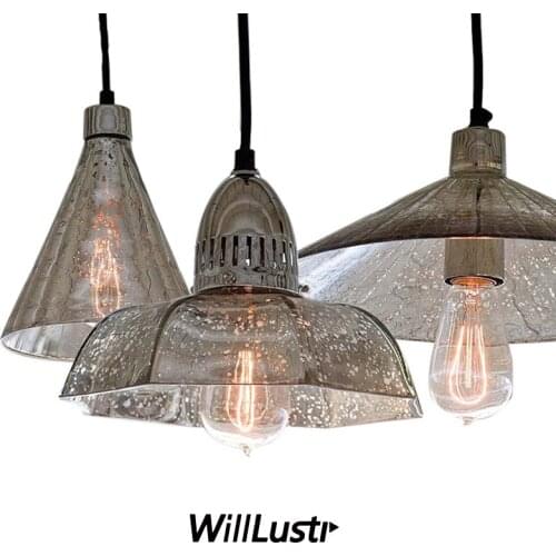 Retro Mercury-like Glass Pendant Lamp Industrial Suspension Light Hotel Cafe Loft Dinning Room American Style Hanging Lighting