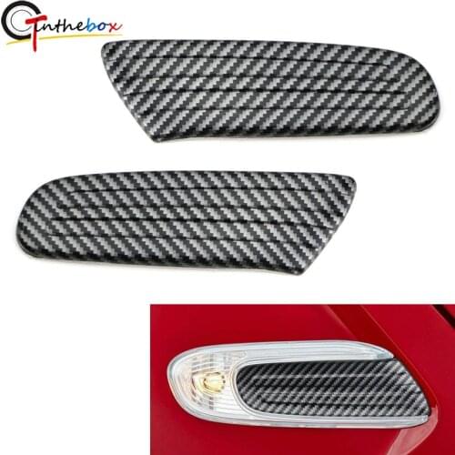 GTinthebox 2pcs Black Carbon Fiber Pattern Style Design Side Marker Lamp Scuttle Insert trims For MINI F55 F56 F57