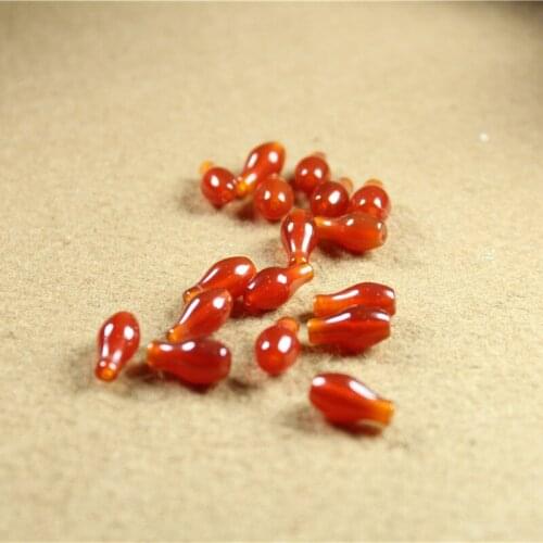 Natural red agate handcarved vase DIY 100% real jade bracelet necklace jade accessories septa scattered beads for women