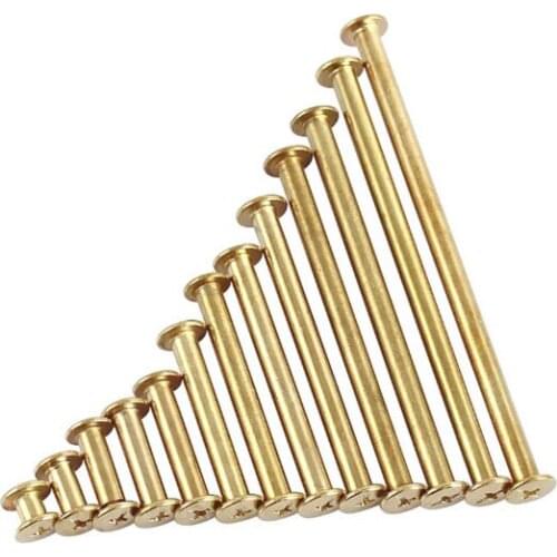 XUNZHE 50Pcs 5mm-25mm Album docking pin Luggage Leather metal Craft Solid Screw Nail Rivet / strap Rivets/ Account Book screws