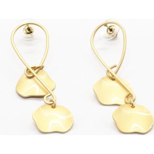 Exaggerated Leaf Gold Color Trendy Geometric Statement Earring Women Girl Hanging Fashion Jewelry Drop Earrings