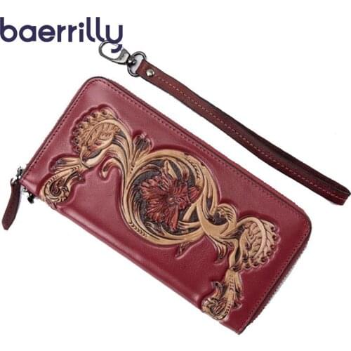 Female Genuine Leather Rfid Card Holder Long Clutch Bags Women Wallets With Phone Case Wallet Women Coin Purse Zipper Carteira