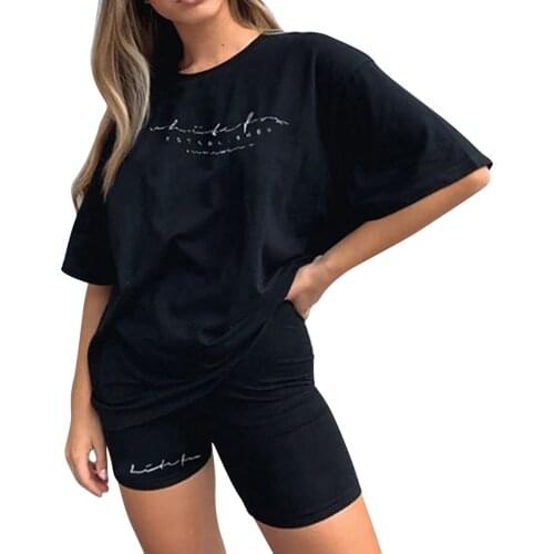 Womens Tracksuit Suit Sportswear T-shirt Shorts Tracksuits Sets Female 2021 Summer Casual Short Pants Suits Shorts Set ensemble