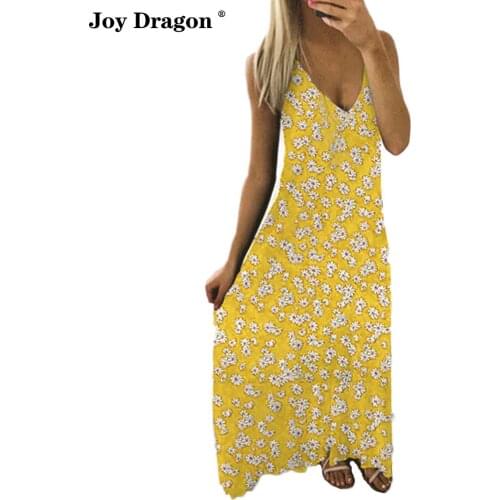 Women Fashion New Deep V Neck Daisy Print Long Suspender Dress Leisure Vacation Party Ladies Beach Ropa Mujer Verano 2020