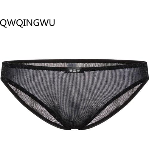 Sexy Briefs Men Underwear Bright Color Mesh Briefs Transparent Mens Sexy U Convex Lingerie Underwear Gay Gauze Cueca Briefs