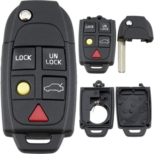 3Buttons Flip Remote Key Shell Case FOB Replacement Fit for VOLVO S60 S80 V70 XC70 XC90
