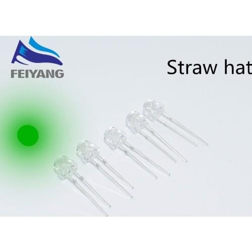 500pcs 5mm Straw Hat Green Clear Lens LED Diode Light 5 mm Ultra Bright Wide Angle LED Light Emitting Diode Lamp Through Hole