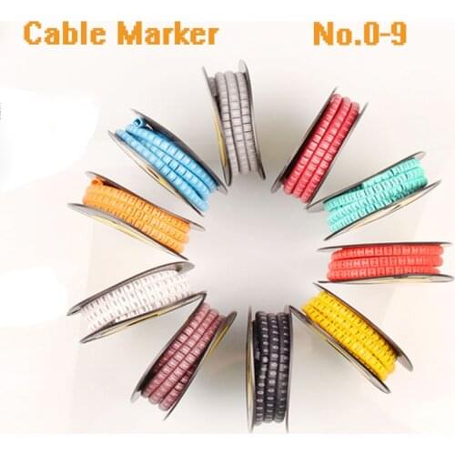 5000-3000PCS yellow color cable marker mix number EC-0 EC-1 EC-2 EC-3 Cable Wire Marker Number 0 to 9 PVC material wiring marker