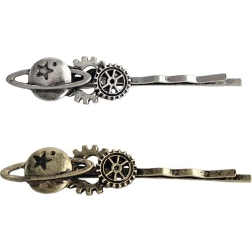 Antique Color Planet and Gears Steampunk Hairpins Vintage Acessory