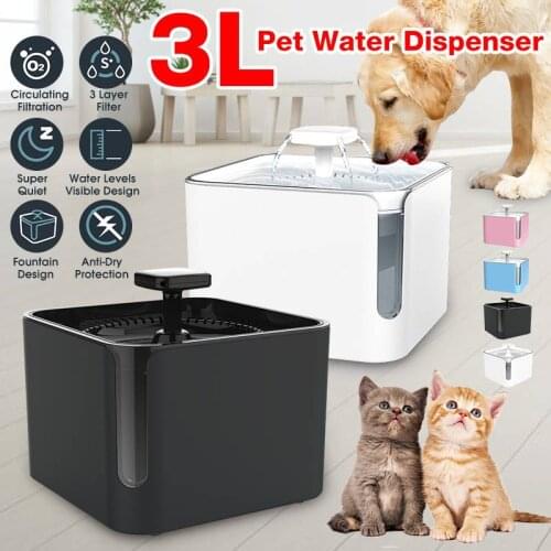 3L Automatic Cat Water Fountain Filter USB Electric Water Dispenser Circulating Filtration Pet Drinking Fountain Cat Feeder