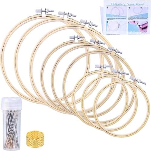 LMDZ Bamboo Frame Embroidery Hoop Ring DIY Needlecraft Cross Stitch Machine Round Loop Hand Household Sewing Tools
