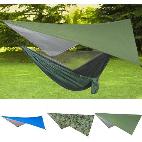 Large Hammock Waterproof Rain Fly Tent Tarp Lightweight Portable Waterproof Ripstop Easily Fold Sun Shelter UV Protection