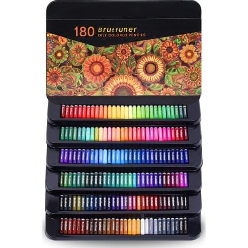 Brutfuner Multicolour 180 Color Professional Oil Color Pencils Wood Soft Watercolor Pencil For School Draw Sketch Art Supplies