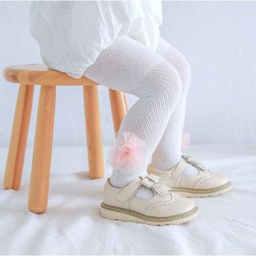Children mesh breathable pantyhose summer autumn thin fashion cute flowers kids girls tights pantyhose big PP baby pantyhose