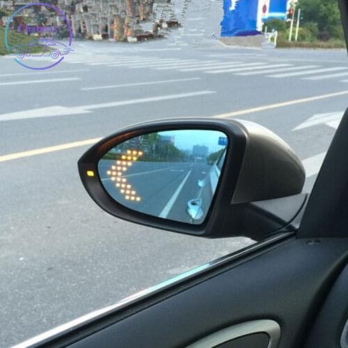 For VW Golf Variant 2014-2016 Car Left Right Side Wing Rearview Blue Mirror HD Glass Lens With Heated Function LED Turn Signal