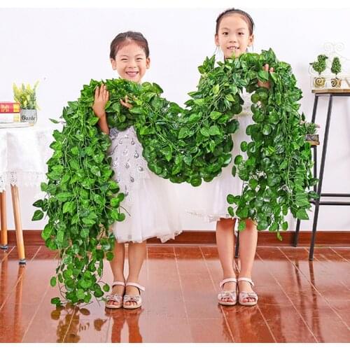 Artificial Lvy Green Leaf Wreath Plant Vine Grape Leaf Climber Green Leaf Family Garden Wedding DIY Garden Craft Flower