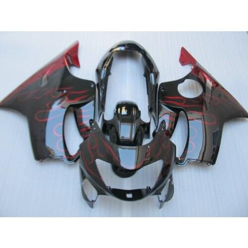 Injection mold Fairing kit for HONDA CBR600F4 99 00 CBR600 F4 1999 2000 CBR 600 ABS Red flames black Fairings set+7gifts HC09