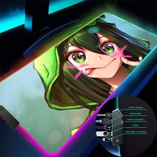 Game Table Mat Mouse Pad Anime LED Light Top Quality Office Carpet Rubber Mat Rgb USB Hub 4-port Non-slip Computer Mat 40x90cm
