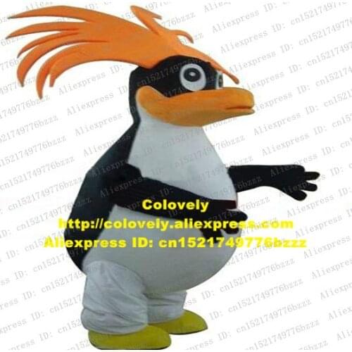 Beautiful White Black Marconi Macaroni Rockhopper Penguin Penuins Mascot Costume Yellow Magnificent Imperial Crown No.4635 FS