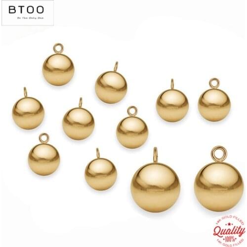 Real 14K Gold Filled Round Beads Gold Ball Charm for Jewelry Making Handmde DIY Accessories Gold Jewelry Findings Seed Beads