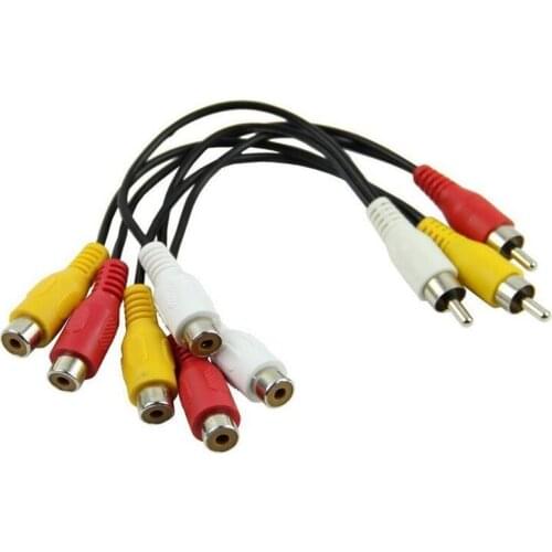 LBSC Outop 3 RCA Male Jack to 6 RCA Female Plug Splitter Audio Video Av Adapter Cable
