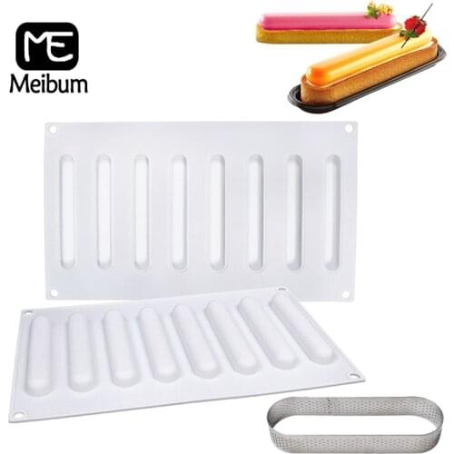 Meibum 8 Cavity Oval Cake Silicone Mould Tart Ring Combination Mold Pastry Bakeware Mousse Dessert Decorating Tray Baking Tools