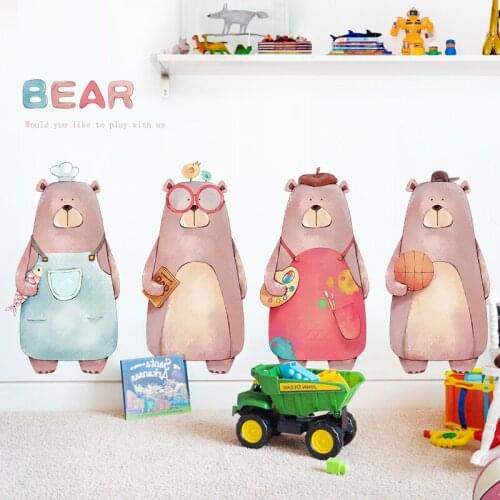 Cartoon Bear Wall Stickers for Kids Room Wall Decoration Living Room Skirting Line Baby Bedroom Decor Self Adhesive Wallpaper
