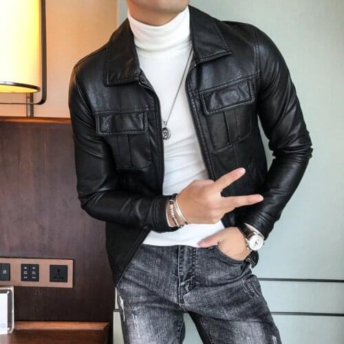2021 Mens Leather Jacket Slim Fit Chaqueta Marron Hombre Zipper Leather Jacket Mens Green Motorcycle Jackets Mens Deri Ceket