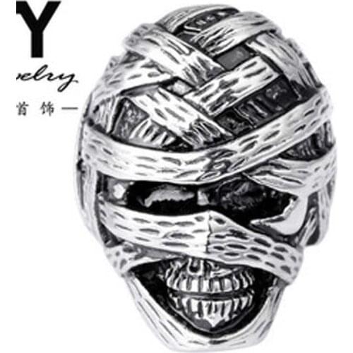 Skull head mummy face ring Titanium Steel ring for men for party for punk MR rock and roll wholesale