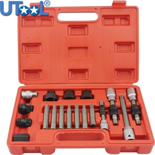 18pcs Alternator Repair Tool of Alternator Freewheel Pulley Puller Removal Socket Tool Kit