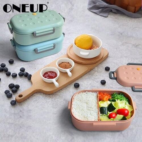 ONEUP Lunch Box For Kids Microwave Heating Container Cute Snack Bento Box Kitchen Food Container For School Picnic Accessories