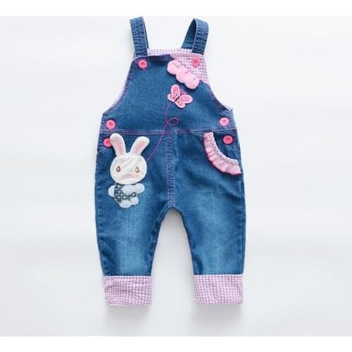 0-4T Baby Girl Overalls Infant Cotton Boys Jeans Rabbit Rompers Bebes Cartoon Clothes Toddler denim Pants jumpsuit Kids Clothing
