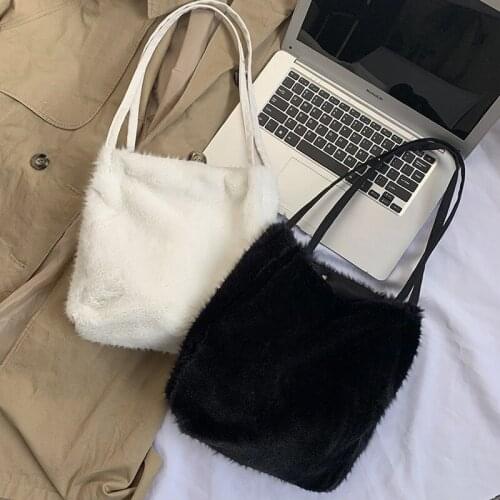 Plush bag women 2020 fashion korean shoulder bag girls cute handbag cotton cloth fabric shopping bag gifts bag luxury handbags