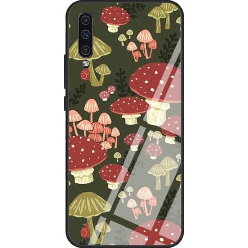 Mushrooms Sturdy Art Tempered Glass Case For Samsung A51 A71 A31 A40 A50 A70 A20e A21S A12 A32 A52 A72 Cover