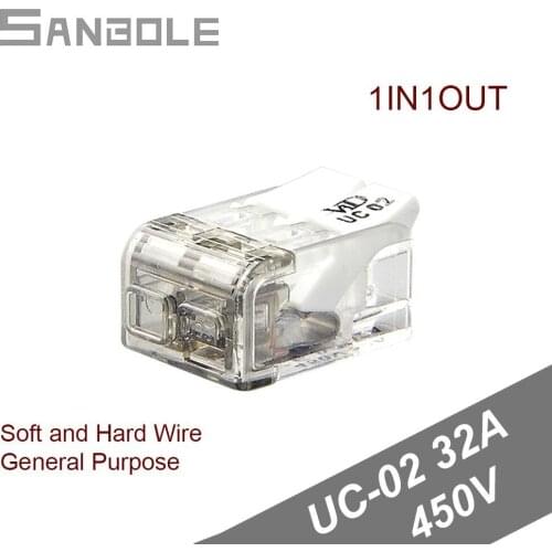 Transparent Fast Connector Terminal UC02 Electrical Wire Parallel Divider No stripping 2 holes 4 square 1in1out (10pcs)