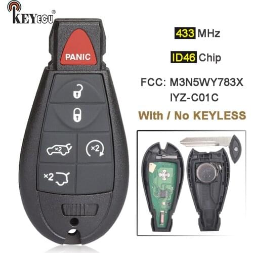 KEYECU 433MHz ID46 Chip M3N5WY783X/ IYZ-C01C Keyless-GO Smart Remote Key Fobik Fob for Jeep Grand Cherokee Commander