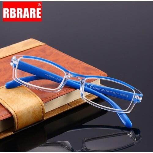 RBRARE Fashion New Square Reading Glasses Middle-aged and Old Readers Ultralight Rectangular Plastic Frame Reading Glasses Gafas