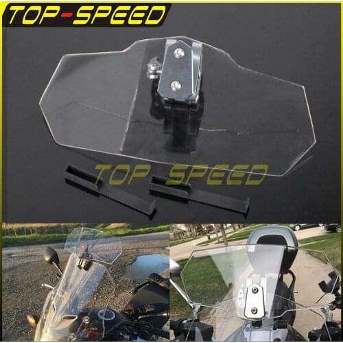 Adjustable Clip On Windshield Extension Spoiler Windscreen Air Deflector Motorcycle For Suzuki Honda Yamaha Kawasaki BMW Aprilia